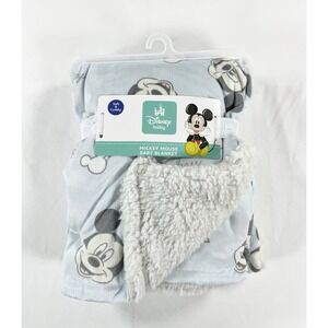 Disney Baby Mickey Mouse Plush Sherpa Blanket Blue 30x40 New NWT Crib Car Seat